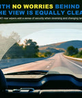 Premium Full Coverage Windshield Wiper Blade Set Compatible With 2022 Through 2025 Mitsubishi Outlander And Phev rear view through clear windshield.