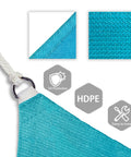 Turquoise 16x16x16 Sun Shade Sail Triangle Canopy for Patio Pergola Deck Outdoor Shade HDPE Virgin Fabric UV Block detail