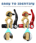 2 Pack Battery Terminal Connectors For Cars And More, Quick Release Brass Cable Ends With Anti-Corrosion Pad, red and black