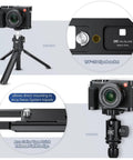 Durable Aluminum Hand Grip For D-LUX8 Camera With L Shape Bracket And Built In Arca Quick Release Plate on tripod close-up