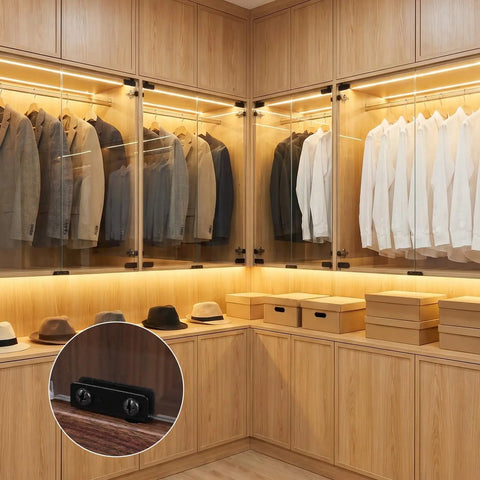 Heavy Duty Glass Door Hinge Sets With Rust Resistant Heavy Gauge Iron, Smooth Pivot Hardware For Cabinets And Shelves, Built Tough To Handle The Daily Grind Without Losing Their Edge in modern closet design.