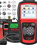 AL519 OBD2 Scanner Pro Car Diagnostic Tool, Full OBDII And CAN Read, Clear Codes, One Click Smog Check, front view with packaging.