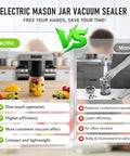 Electric Mason Jar Vacuum Sealer Kit comparison showing efficiency, compact design, and ease of use versus manual sealing.