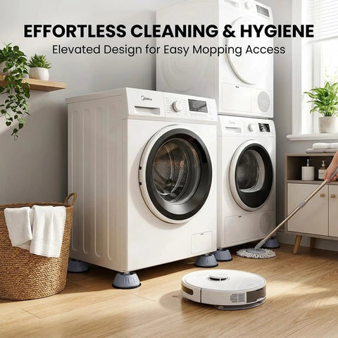Laundry machines on upgraded 8 pack anti vibration washer pads with anti slip rubber feet, shock absorption for washers and dryers