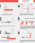 Installation guide for Matte Black Cabinet Knobs 20 Pack Dope Zinc Alloy Hardware, showing step-by-step mounting instructions.