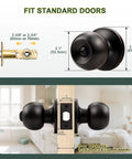 Keyless Privacy Door Knobs Oil Rubbed Bronze Vintage Round Ball Style installation guide with measurements