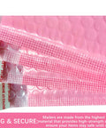 3.5 By 5.9 Inch Bubble Mailers 12 Pack Thick Poly Padded Envelopes Self Seal Opaque Pink Shipping Bags close-up of seal strips