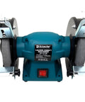 Knockout 6 Inch Bench Grinder With 300 Watt Motor And 3540 RPM Dual Wheels for sharpening with heavy duty tool rest and safety shield.