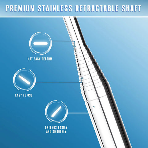Auto Locking Golf Ball Retriever With Telescopic Shaft Long Reach Extendable Picker premium stainless steel rod details