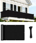 Black 3x16 Balcony Privacy Screen Made From HDPE UV Protected Fence Mesh Shade Net Cover for outdoor use on wall or deck