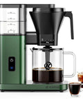SCA Certified 8 Cup Drip Coffee Maker With 3 Second Instant Heat And Precise Temperature Control in green with carafe filled