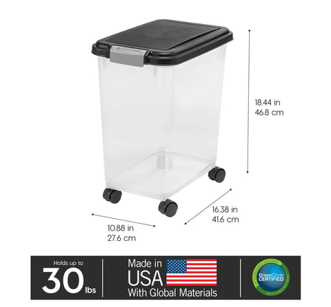 Air Tight Pet Food Storage Bin With Wheels Makes Kibble Management A No Brainer Holds 22 To 26 Lbs Of Dry Kibble 33 Quart Container