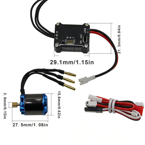 High Torque SCX30 Brushless Power System with 1212 5000KV outrunner motor, 25A ESC for Axial SCX30 1 by 30 Crawlers, 2S LiPo compatible