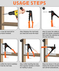 Usage steps for Heavy Duty Pop Rivet Gun Kit With 200 Rivets And 4 Interchangeable Nosepieces For Metalwork Auto Body Gutters And DIY Projects A Real Workhorse Hand Riveter For Quick Strong Slip Free Fastening On Aluminum And Steel