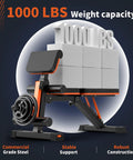 Adjustable Weight Bench With 1000 Lbs Capacity, Heavy Duty Foldable Home Gym Bench displaying weight capacity and sturdy design