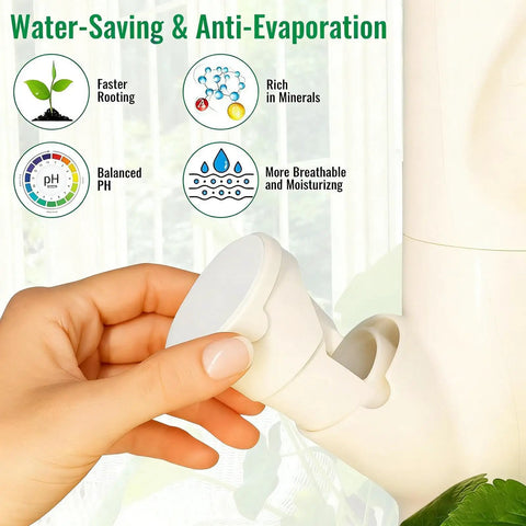 Hand fitting a Tower Pipe Cap Kit For Hydroponics With Snap Fit Connector to a vertical garden system