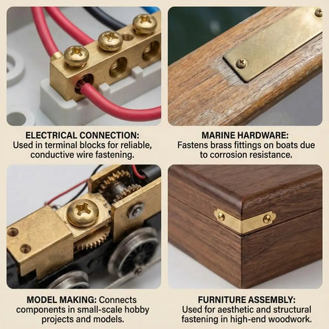 Premium M5 X 10mm Brass Phillips Pan Head Machine Screws for electrical connections and marine hardware applications.