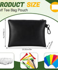 Valuables Golf Pouch Set Two Pack PU Leather Tee Bags With Waterproof Zippers And Velvet Lining, 7x9x5 inches black pouch