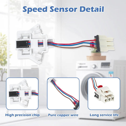 Washer Speed Sensor And Rotor Position Sensor Replacement For Front Load Washers plug-in connector with copper wires