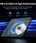 External Blu Ray Drive With 100GB Disc Read Write And 3D Blu Ray Burner Plug And Play Ready Reads Blu Ray At Up To 6X And DVDs At Up To 8X Perfect For Massive Backups Media Archiving And High Quality 3D Blu Ray Playback, USB-C and USB 3.0