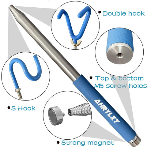 Telescoping Disc Golf Retriever With 10 Ft Reach And Magnetic Pole Three Attachments Double Hook, S Hook, And Magnet Grabs Discs From Trees, Water Hazards, Lakes And Ponds Easy Reacher Grabber Tool For Golf Enthusiasts