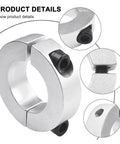 Double Split Shaft Clamp Collar 45mm 60mm Fits Drive System Secure Anti Rust Lock No Tools Needed Easy Install Fits Hard Soft Shaft Types: silver split collar with set screws