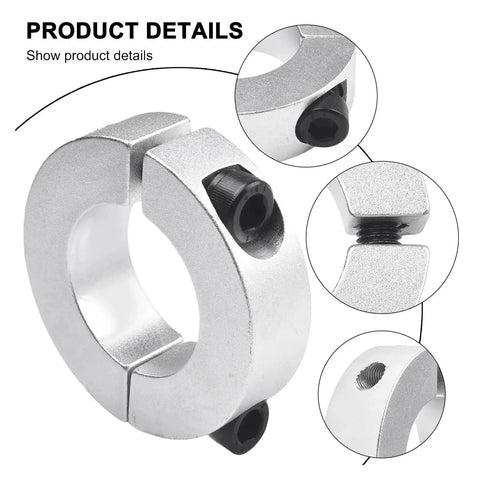 Double Split Shaft Clamp Collar 45mm 60mm Fits Drive System Secure Anti Rust Lock No Tools Needed Easy Install Fits Hard Soft Shaft Types: silver split collar with set screws