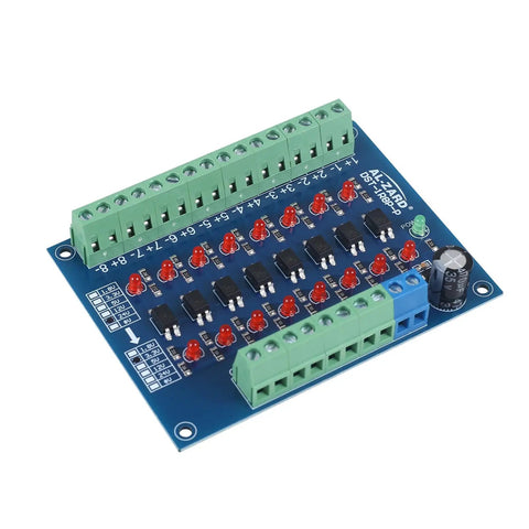 8 Channel Optocoupler Isolation Board 24V to 3.3V Level Shifter for PLC and MCU with PNP output, blue board