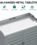 Outdoor Garden Potting Bench With Storage Cabinet And Metal Tabletop Removable Shelf Wooden Planting Workstation weatherproof grey