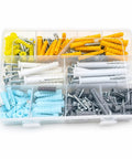 Massive 300 Piece Wall Anchor Kit For Drywall And Concrete Heavy Duty Ribbed M4 M5 Anchors And Screws For Hanging Pictures And Shelves And Wall Mounts On Brick Cement Wood And Hollow Walls, assorted anchors and screws in organizer case