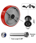 Heavy Duty 8 Inch Caster Wheels Set of 2 for Carts and Toolbox Replaceable One Half Inch Bore Polyurethane on Cast Iron Wheel Non Marking
