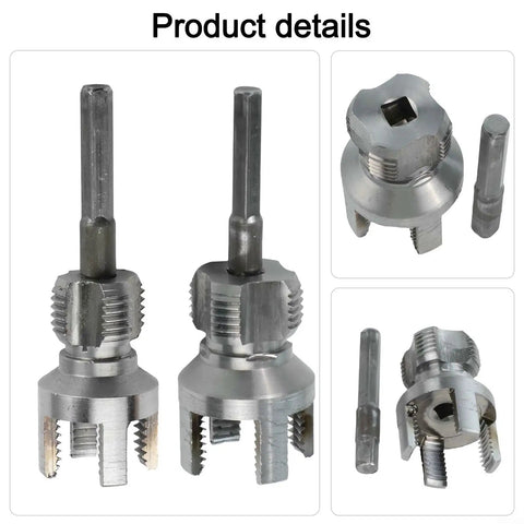 Sileduove Pipe Threader And Cutter Tool Kit For PVC Pipes with Electric Drill, showing stainless steel 20mm 25mm threading dies.