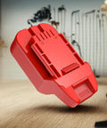 Adapter Upgrade For 20V Tools Compatible With DeWalt 20V Max Slider Li Ion Batteries Installation And Power Supply 1 Adapter Only High Temperature 14 AWG Wire For Reliable Quick Power Upgrades, red ABS housing on a workshop table.