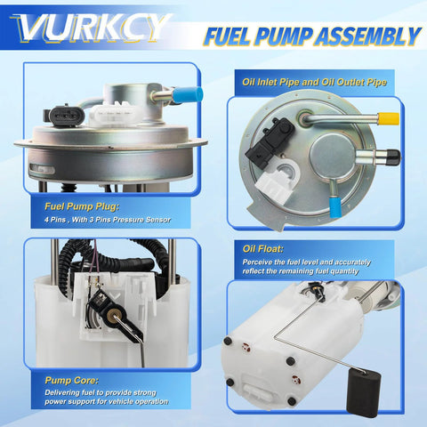 Electric Fuel Pump Module With Pressure Sensor Replacement For Chevy Silverado And GMC Sierra Pickup Trucks 1500 2500 3500 HD V6 4.3L V8 4.8L 5.3L 6.0L 8.1L E3831M FG0383 components displayed
