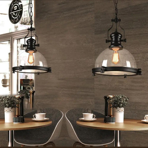 Industrial Nautical Glass Pendant Light Fixture For Dining Room And Kitchen Island, 16 Inch Clear Ceiling Chandelier over table