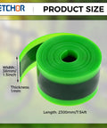 Two Rolls Fat Bike Tire Liners With TPU Puncture Protection For Inner Tubes Compatible With 12 To 29 Inch And 700C Mountain Bikes Easy Install Shields Nails Glass Spikes To Keep Your Rides Safe Smooth And Bulletproof showing green and black product dimensions.