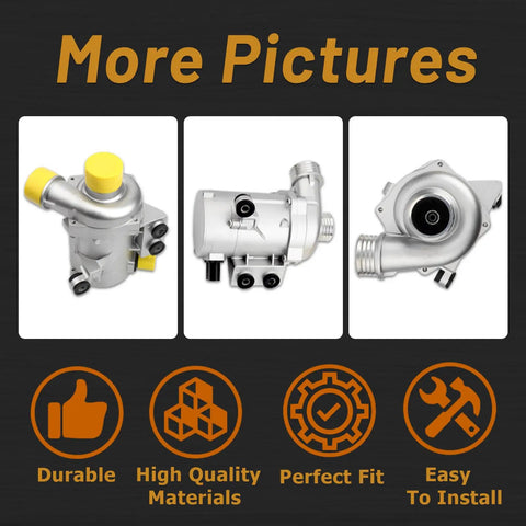 Dead Nuts Reliable Electric Water Pump For BMW 328i 325i X5 X3 528i Direct Replacement Assembly showcasing multiple angles.