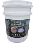 Hardcore Textured Deck Coating White 5 Gallon Waterproof Non Skid Sealant in a white bucket with label.