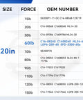 Image showing specifications for Solid As A Rock Gas Strut Lift Supports 20 Inch Long 60 Pound Force Replacement Springs.
