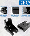 Skip The Hassle With These Heavy Duty Folding Table Leg Brackets In Black, showcases durable iron brackets with push button, 2 pieces.