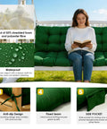 Thick Waterproof Porch Swing Cushion For Outdoor Two To Three Seater With Ties Cozy Replacement Bench Pad 60 By 40 Inches Dark Green Upgraded Memory Foam Blend For Patio Backyard And Garden.