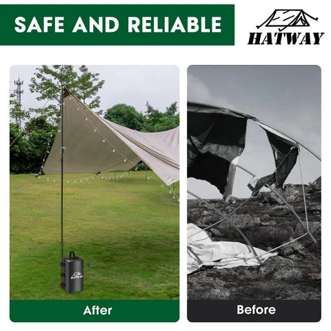 Comparison of stable shelter with 132 Lbs Canopy Weights Set For Pop Up Gazebos And Canopies and collapsed frame without weights.