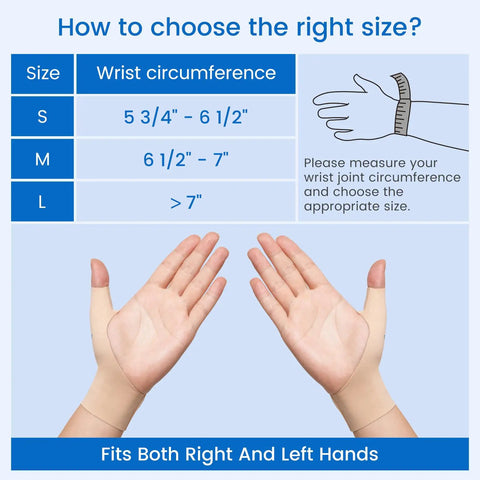 Elastic Thumb And Wrist Support Brace Pack Of 2 Splashproof Compression Sleeve in Khaki Small shown on hands