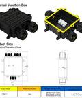 IP68 Outdoor Junction Box For Trailers And Outdoor Electrical Installations, 3 Way Enclosure With M25 Cable Glands