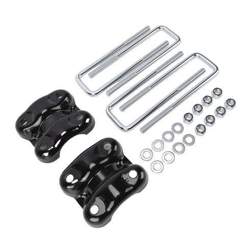Beefed Up Rear Leaf Spring U Bolt And Plate Kit For 2.5 Inch Wide Springs 8.75 Inch Length Replacement For Blazer C1500 K1500 Silverado 1500 Tahoe Fits GM Trucks And SUVs, steel hardware set