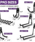 Heavy Duty Garage Hooks 16 Pack Wall Mount Storage Hangers For Power Tools Garden Tools Lawn Equipment Ladders Hose And Utility Organizer Built With Reinforced Steel Construction To Withstand Heavy Use, multiple hook sizes