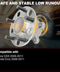 Rear Wheel Bearing Hub Assembly 512256 Direct Fit For Acura CSX 2006-2011 And Honda Civic 2006-2011 5 Lug Bolt Pattern