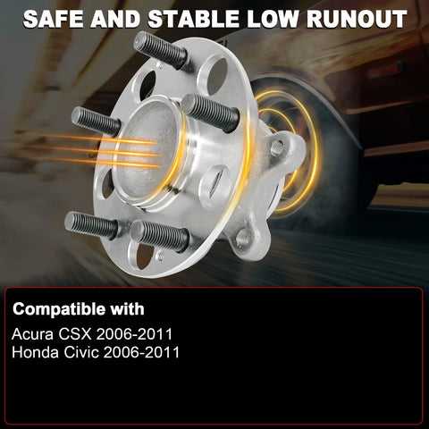 Rear Wheel Bearing Hub Assembly 512256 Direct Fit For Acura CSX 2006-2011 And Honda Civic 2006-2011 5 Lug Bolt Pattern