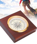 Go To Portable Alloy Compass With Wooden Box For Camping And Hiking Essentials Vintage Aluminum Outdoor Gear For Fishing And Backpacking Adventures Everyday resting on a wooden block