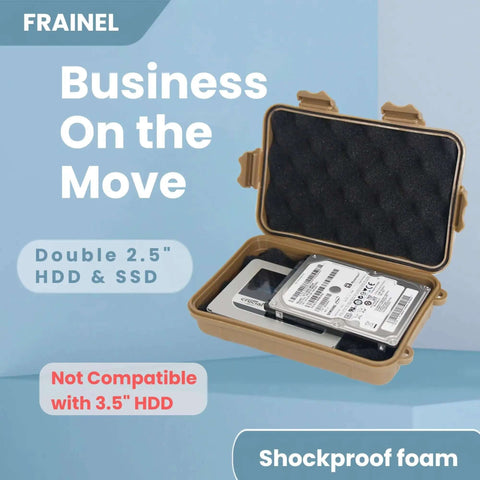 Rugged Hard Drive Case With Shockproof Foam And 4X Secure Lock For 2.5 Inch External SSDs And Backup Drives, open with drives inside.